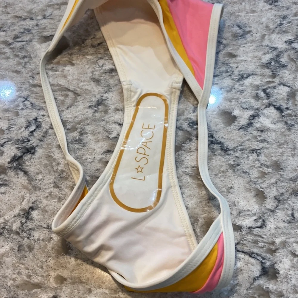 L*Space Daybreak Bitsy Bikini Bottom Medium Colorblock High Leg NWT